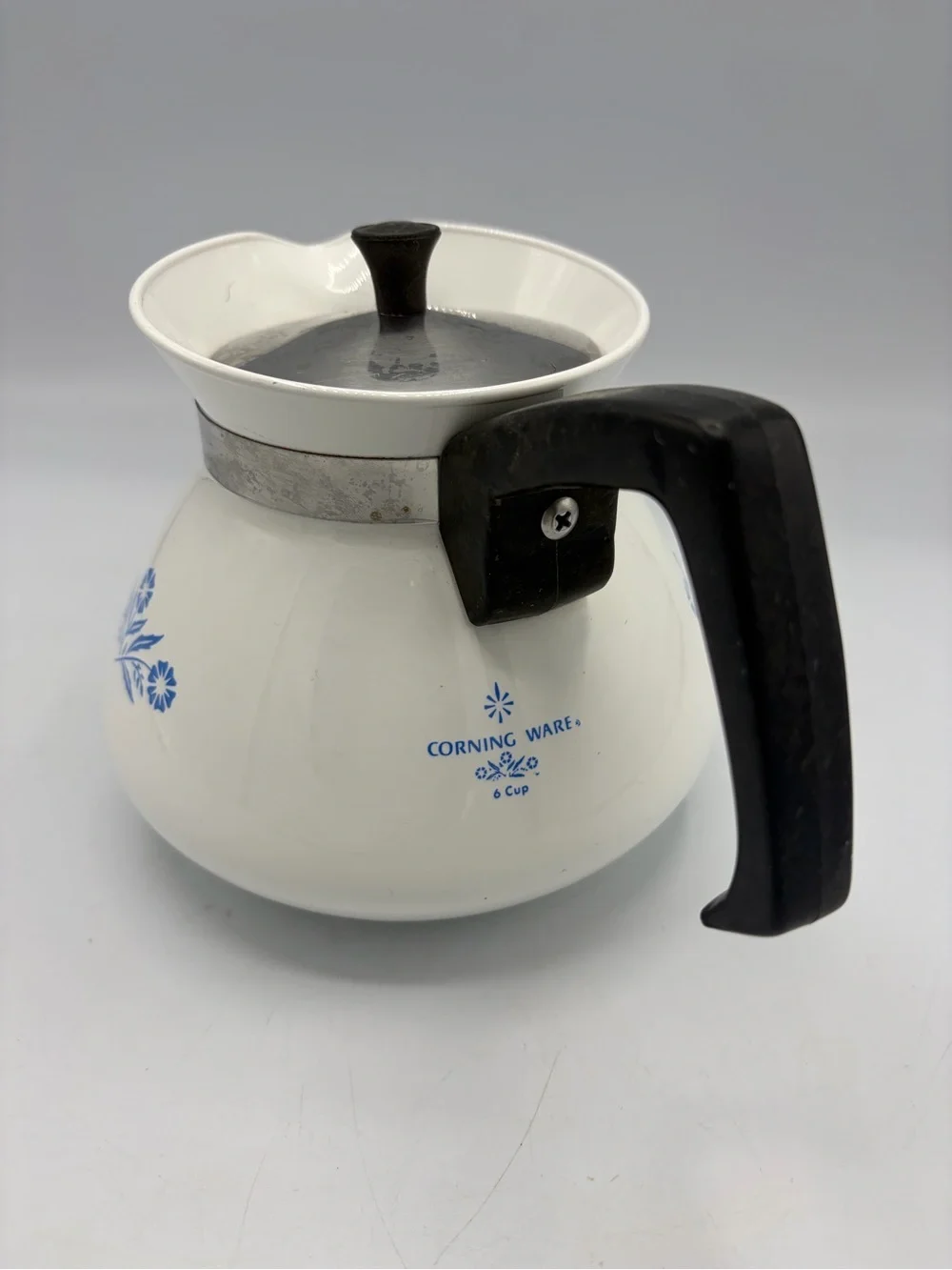 Vintage Corning Ware 6 Cup Cornflower Blue Tea Pot Kettle W/ Lid USA